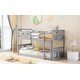 preview thumbnail 12 of 10, Gray Twin over Twin Size Solid Wood Bunk Bed with Ladder and Fence for Kids, Bedroom