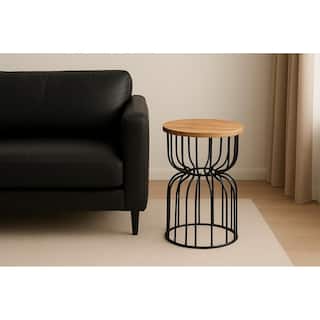 End table in Mango wood and iron