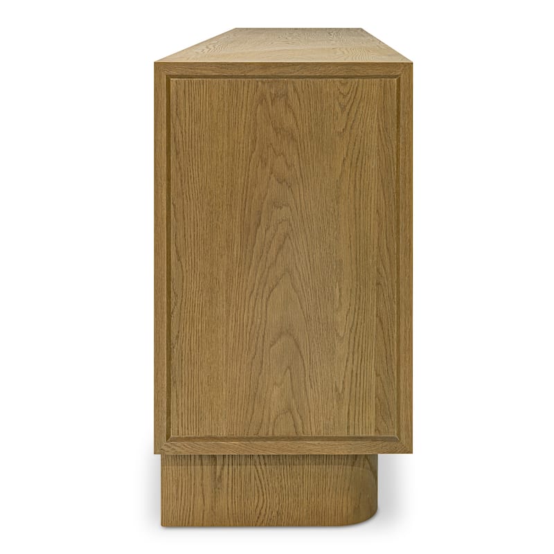 Title: NADAAL STUDIOS Alarno Sideboard, White Shagreen Doors, Oak Frame & Gold Metal Detail