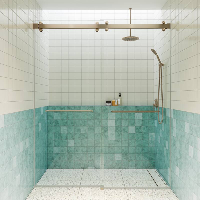 Polaris 60 in. x 78 in. Fully Frameless Glass Sliding Bypass Shower Doors with Square Hardware