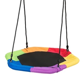 37" Hexagon Tree Kids Swing with Adjustable Hanging Rope - 37"x 33"x 40"- 63" (L x W x H)