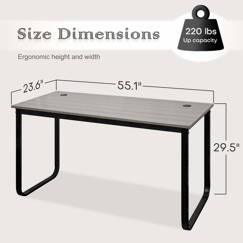 Modern Black Meatal Computer Office Desk Personal With Storage shelves