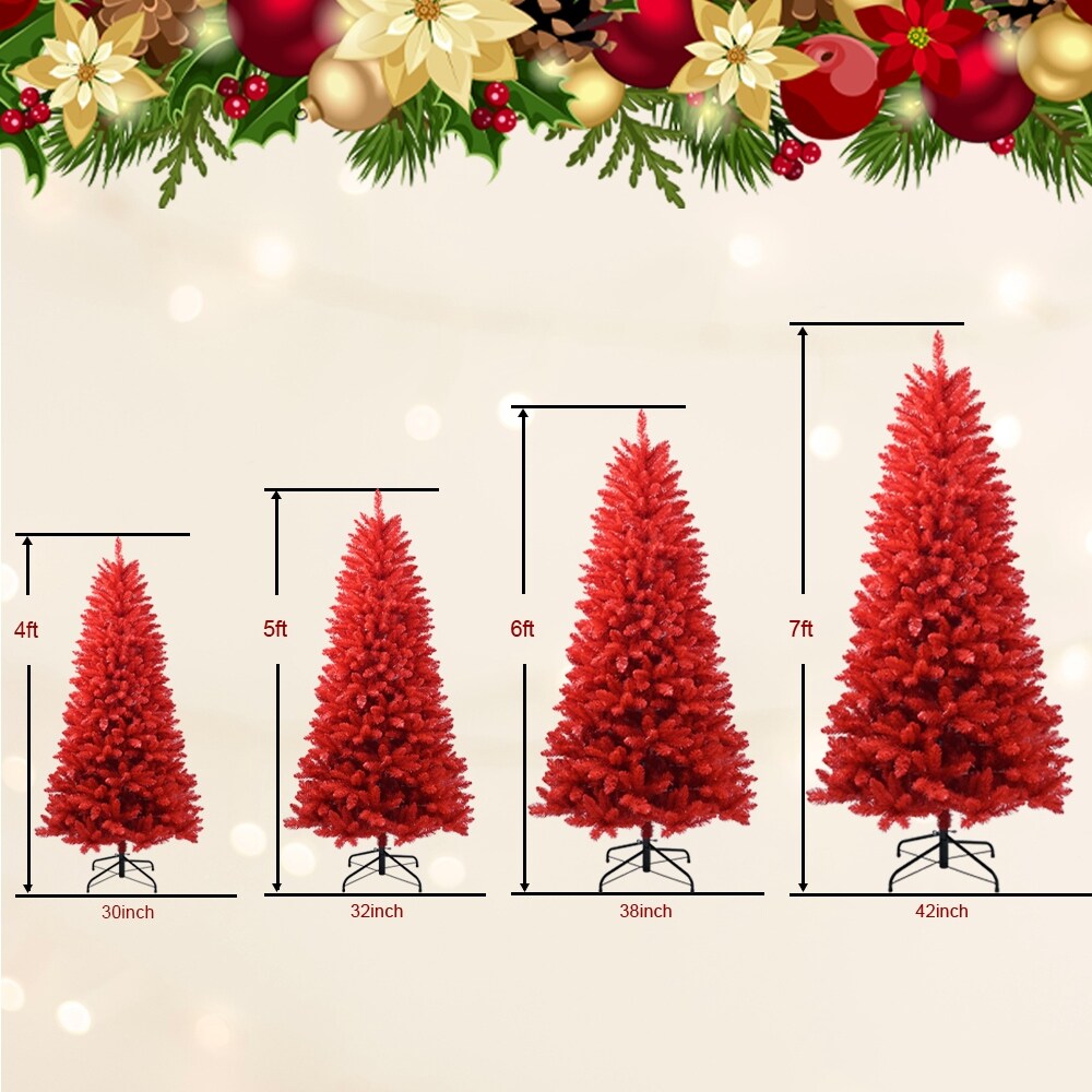 4 Foot Red PVC Christmas Tree with Fireproof Features and