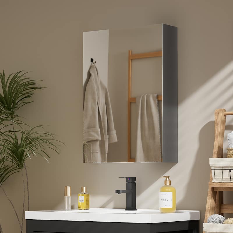 Multi-Function Mirror Cabinet Wall-Mounted Storage with Adjustable Organizer Boxes