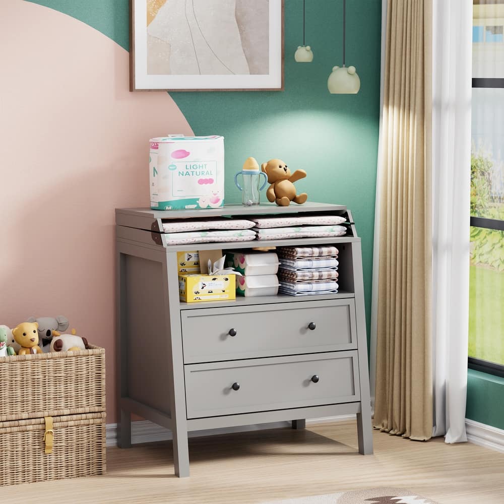 Multifunctional Flip-Top Nursery Organizer & Diaper Changing Table