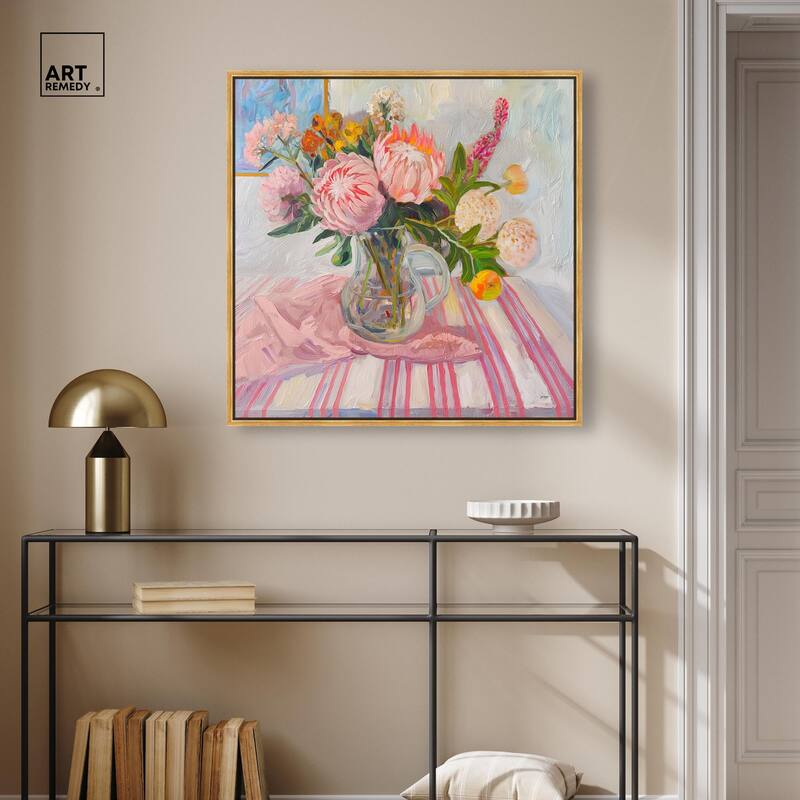 Pink Protea Pitcher Canvas by Art Remedy
