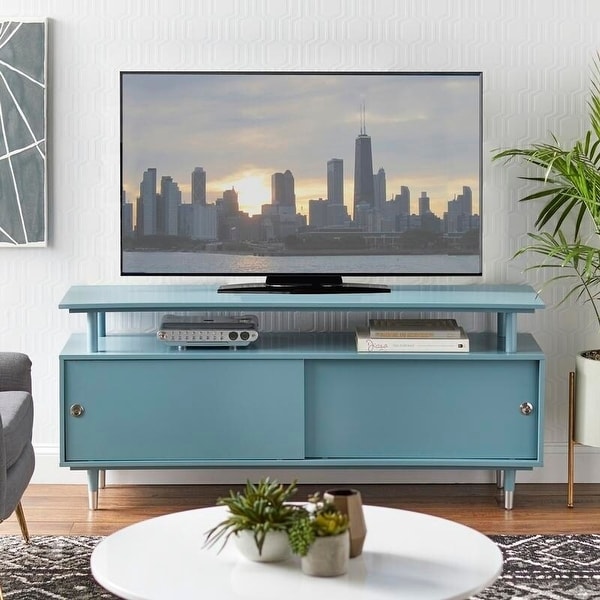 Kitschi Living Systems テレビ本体 透明な青 Simple Living Margo Mid-Century Modern Wood TV Stand - On Sale