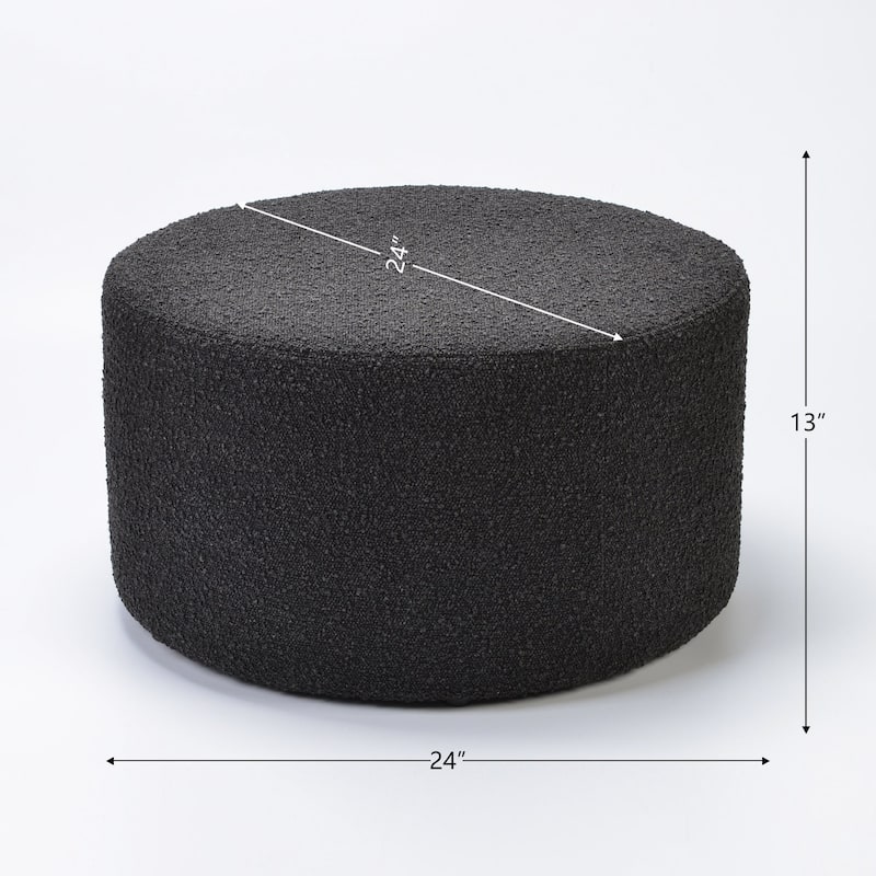 KINWELL Round Upholstered Pouf Ottoman Footrest