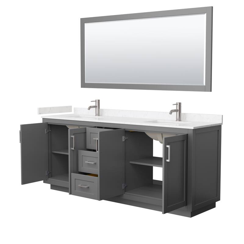 Miranda Double Vanity Set, Cultured Marble Top, 70-Inch Mirror