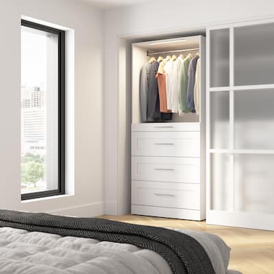 Bestar Florence 36W x 25D Closet System with 4 Drawers, Shaker