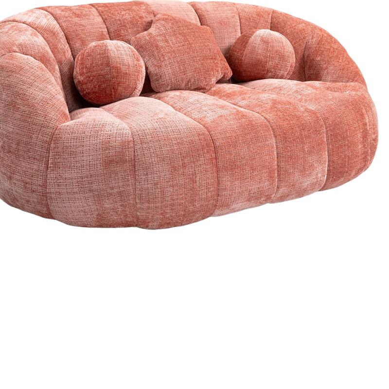 GDFStudio - Charlotte Plush Chenille Two-Seat Bean Bag Sofa for Living Room and Lounge Areas