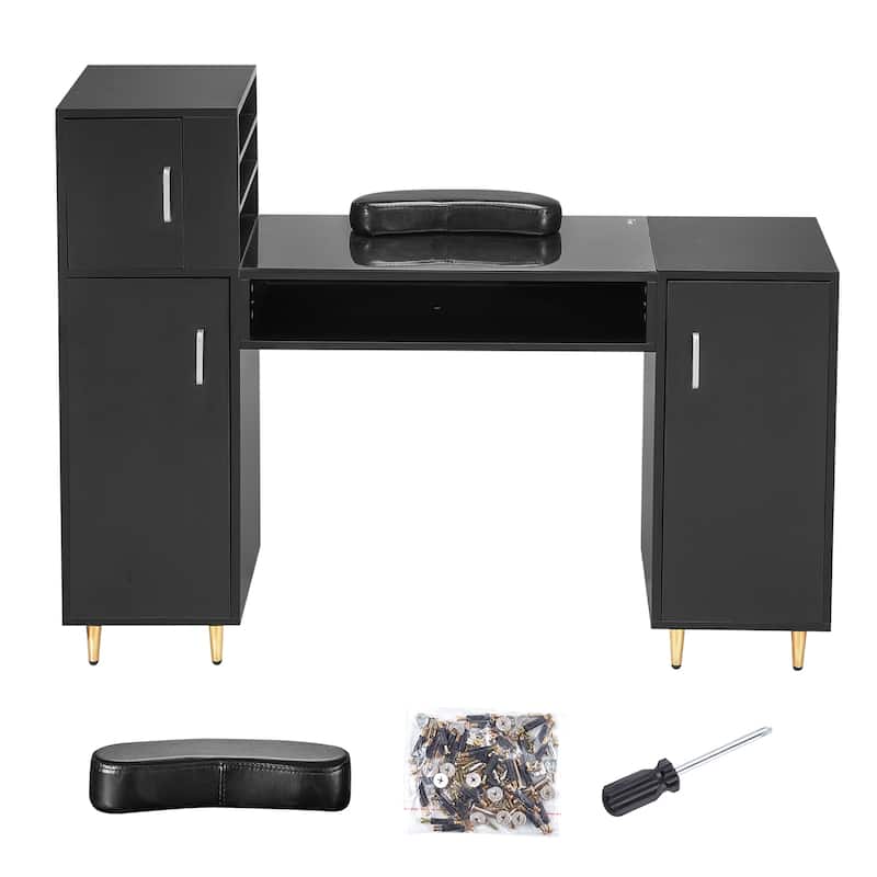 Manicure Table Makeup Dressing Nail Station with Storage Cabinets for Spa Beauty Salon Workstation - Grey