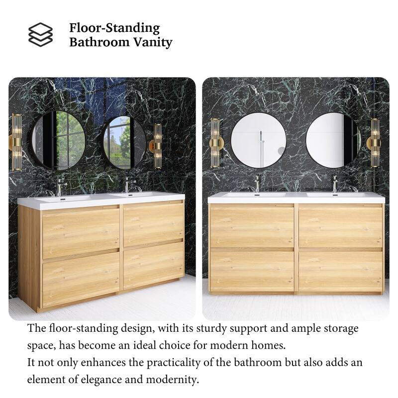 Freestanding Bathroom Vanity with Integrated Resin Top