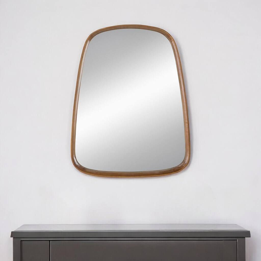 HomeRoots 37" Brown Novelty Wood Framed Accent Mirror - 27' X '37.4' X '2.5