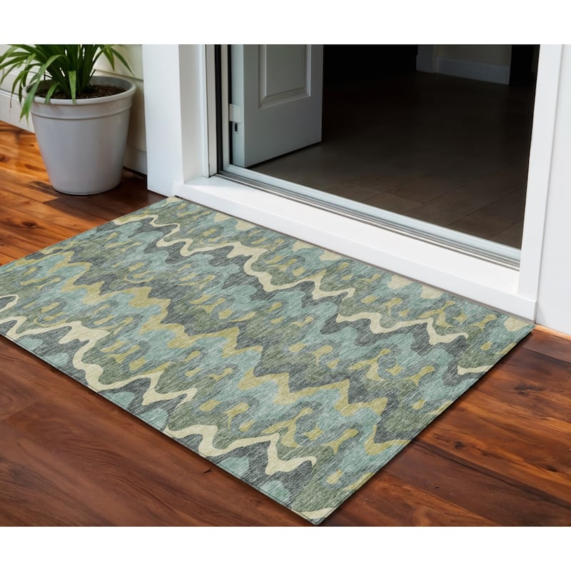 HomeRoots Abstract Transitional Rectangle Outdoor Rug - 3' x 5'