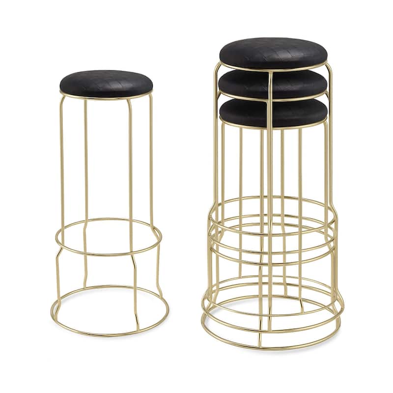 Carmilla Collection Vinyl Upholstered Stools (Set of 4) - Black - Bar Height