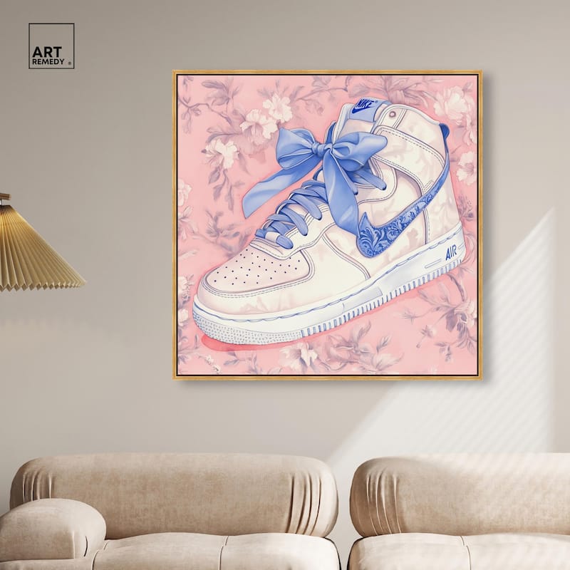 Blue Bow Sneaker Canvas by Art Remedy
