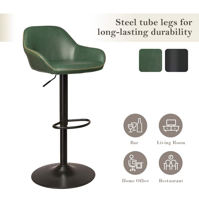 Glitzhome Mid-Century Height Adjustable Faux Leather Swivel Counter Bar Stools