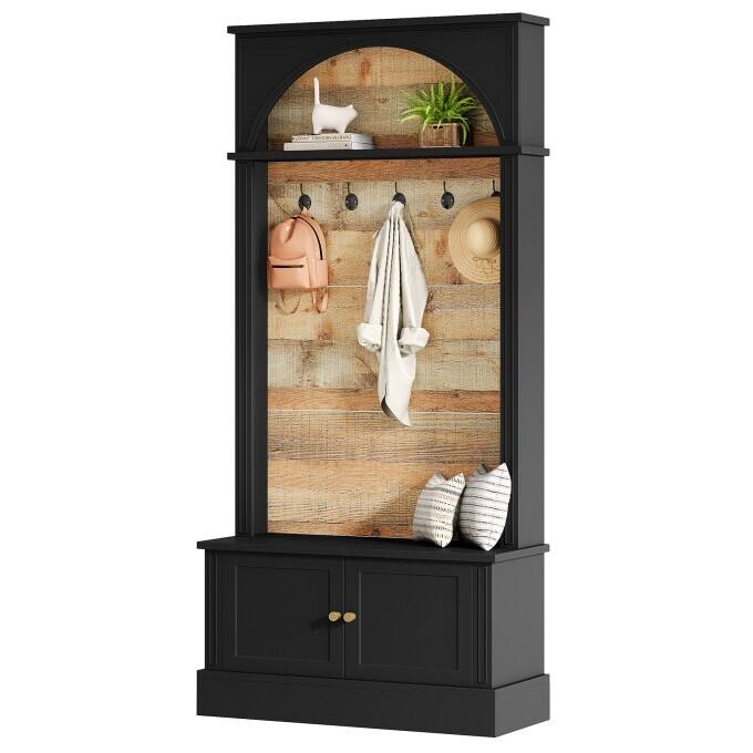Hall Tree With Bench, 4-In-1 Entryway Bench With Coat Rack