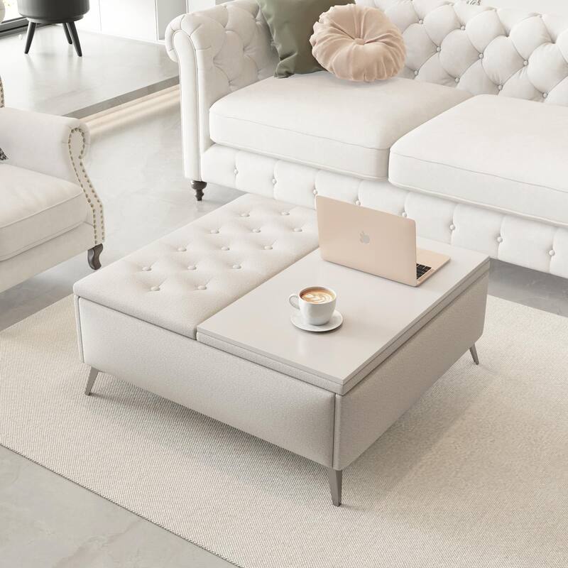 Farmhouse Style Fabric Solid Wood Storage Bench with Flip Top