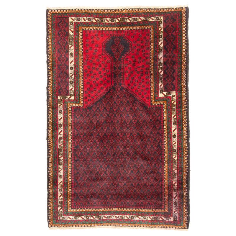 ECARPETGALLERY Hand-knotted Teimani Red Wool Rug - 2'10 x 4'6