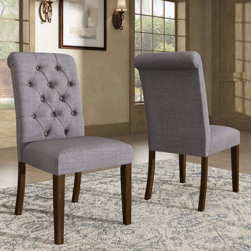 Benchwright Linen Tufted Dining Chair with Brown Finish Legs (Set of 2) by iNSPIRE Q Artisan