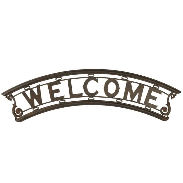 Set of 2 Brown Rustic Finish Vintage-Inspired Curved Welcome Wall