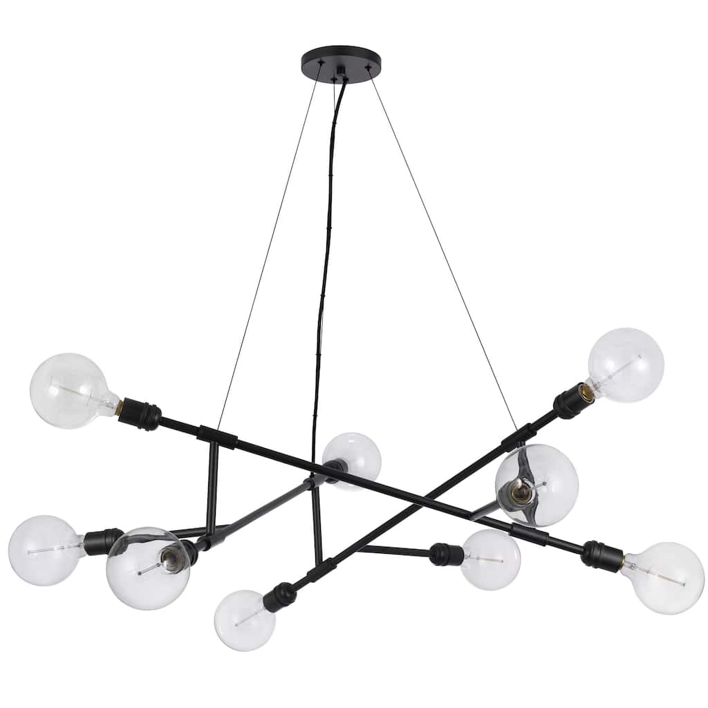 Sena 36 Inch Chandelier, Sputnik Style w Canopy, Charcoal Gray Metal