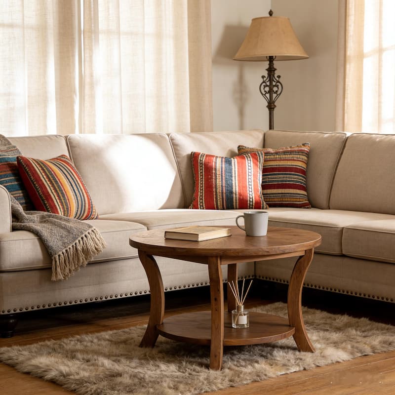 Round Solid Wood Coffee Table