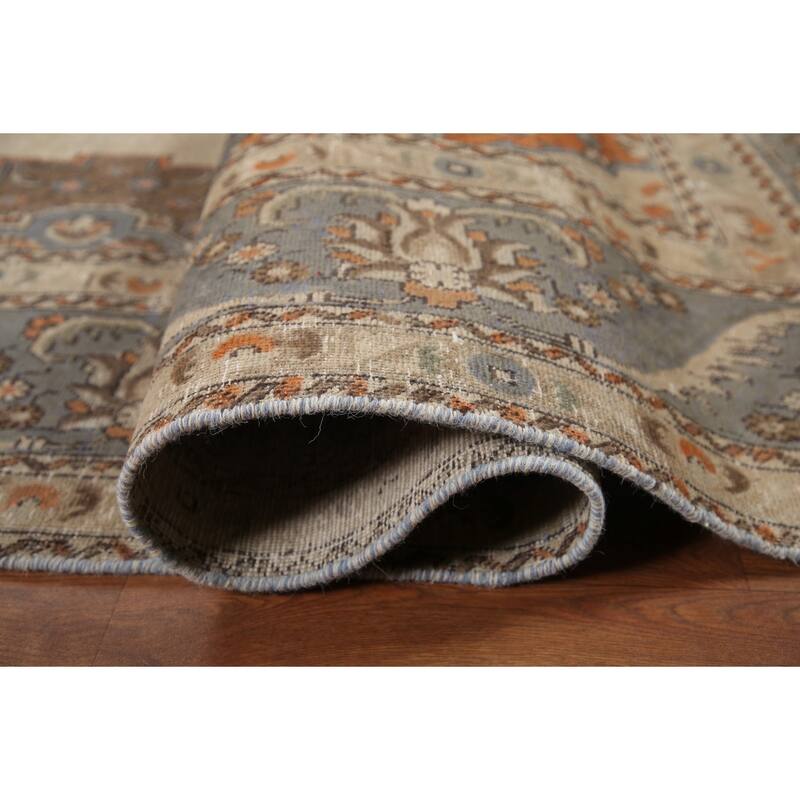 Hand Knotted Oriental 100% Wool Carpet Traditional Medallion Beige & Ivories Tabriz Area Rug - 12' 10'' X 9' 2''