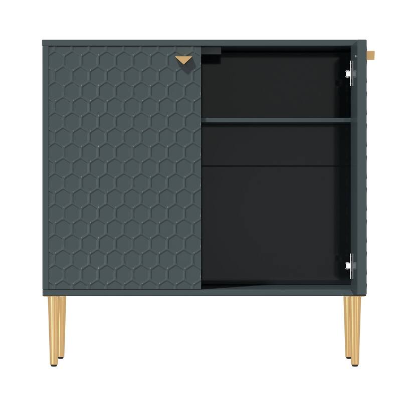 Hexagonal Pattern 2-door Storage Cabinet Buffet Cabinet Sideboard