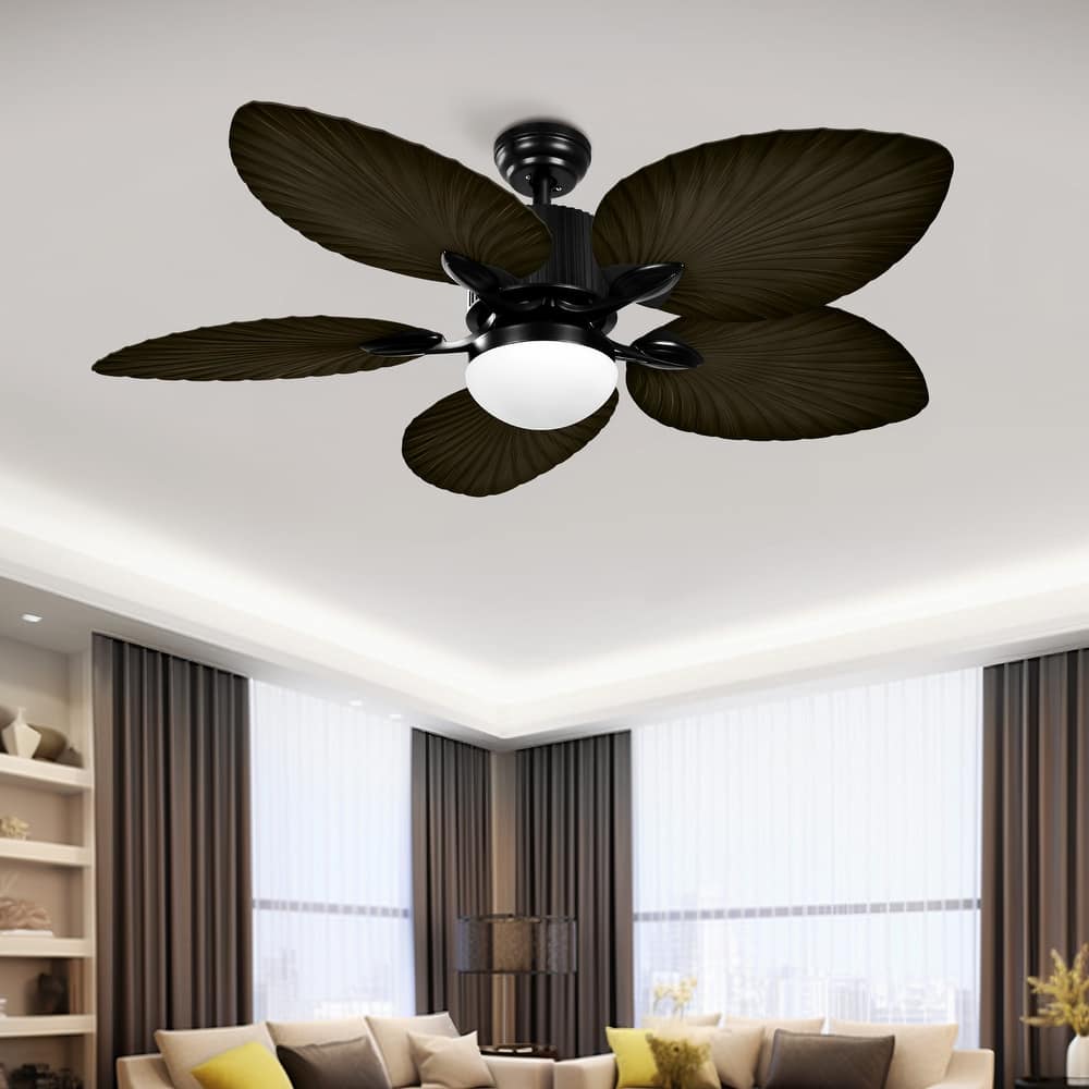 52 Inch Palm leaf Ceiling Fan with LED Light and Remote Control