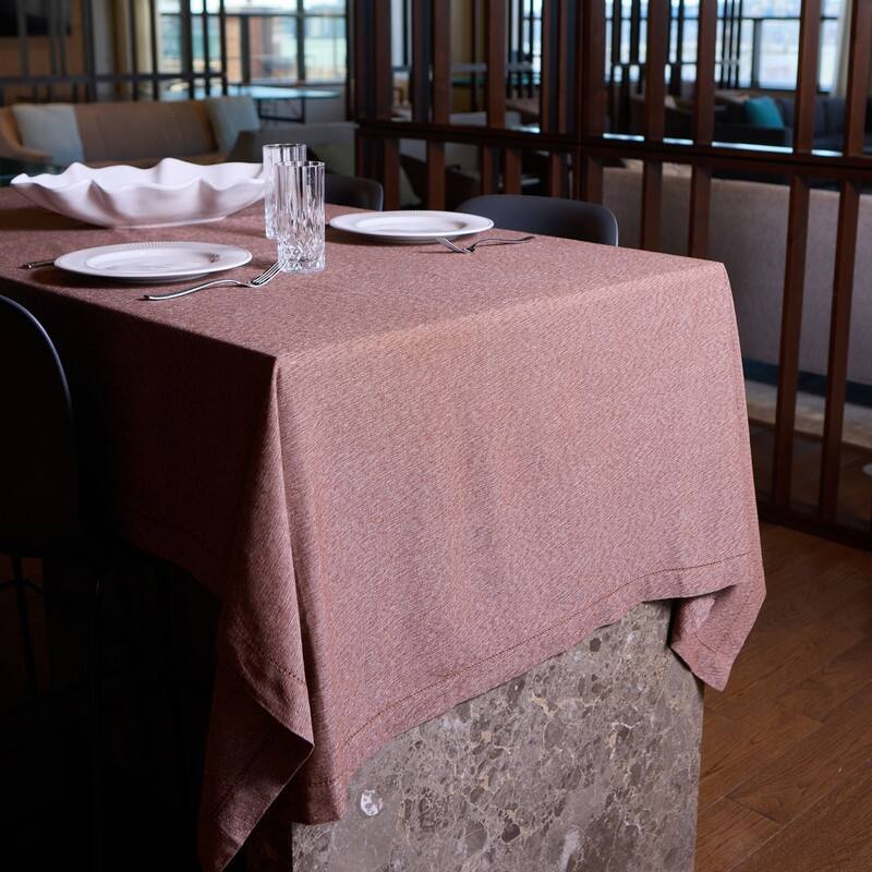 Brittany Hemstitch Woven Cotton Rich Tablecloth - 60"x84 - Chestnut