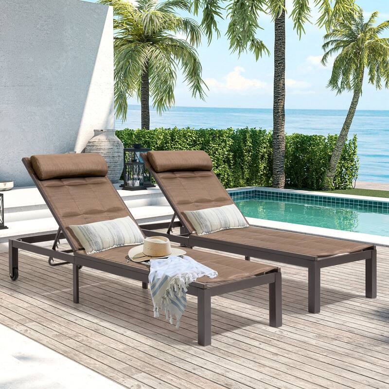 Outdoor Aluminum Chaise Lounge Adjustable Foldable Lounge Chairs