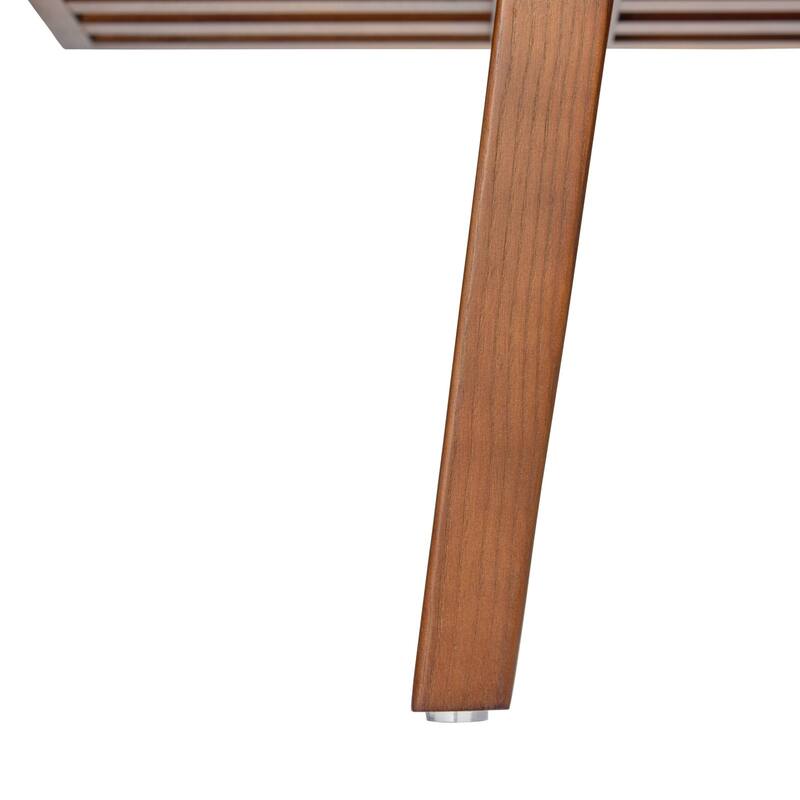 Inwood Solid Wood Entryway Bench with Slatted Seat, Rubberwood Frame, Beech Legs, Indoor Shoe Rack & Storage, Stained Finish