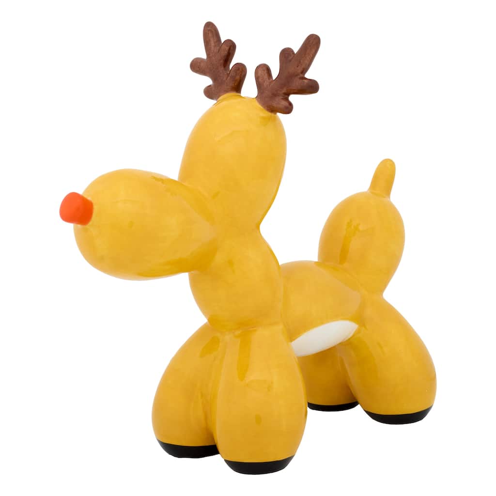 National Tree Company 8.5 in. Christmas Reindeer Balloon Dog Figurine Indoor Decoration, Brown - 8.5 in