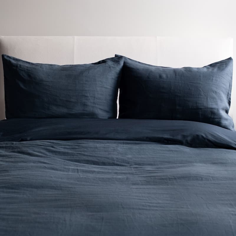 French Linen and Cotton Duvet Cover & Sham Set by BOKSER HOME - Baltic - King - 3 Piece