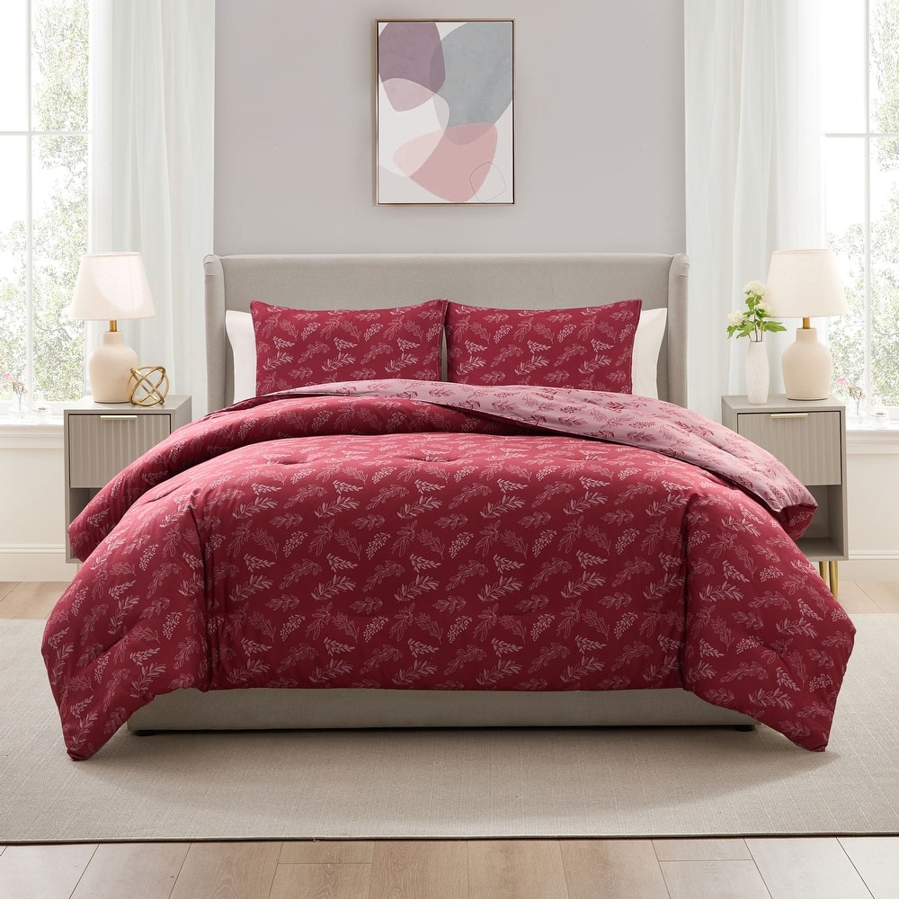 Empyrean 3PC Reversible Botanical Printed Comforter Bedding Set