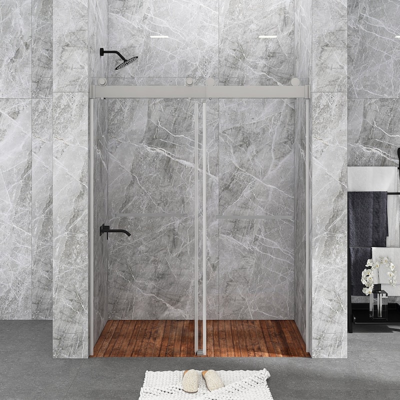 48/60/72 in. W Sliding Frameless Shower Door in Chrome with Tempered glass