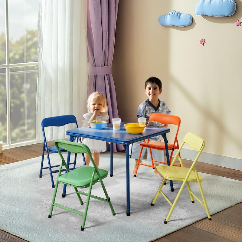 Homy Casa Kids' 5PCs Colorful Folding Dining Set, for Playtime