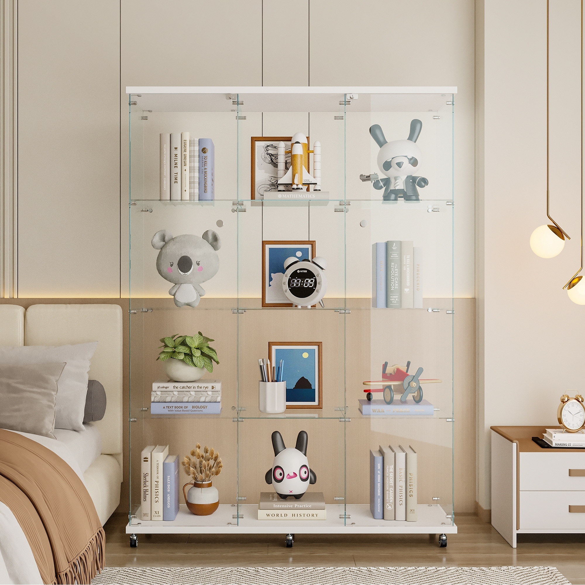 Glass Display Cabinet with 4 Shelves Extra Large Curio Cabinets