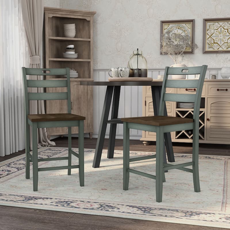 Jonah Farmhouse Wood Ladder Back Counter Height Chairs by Furniture of America (Set of 2)