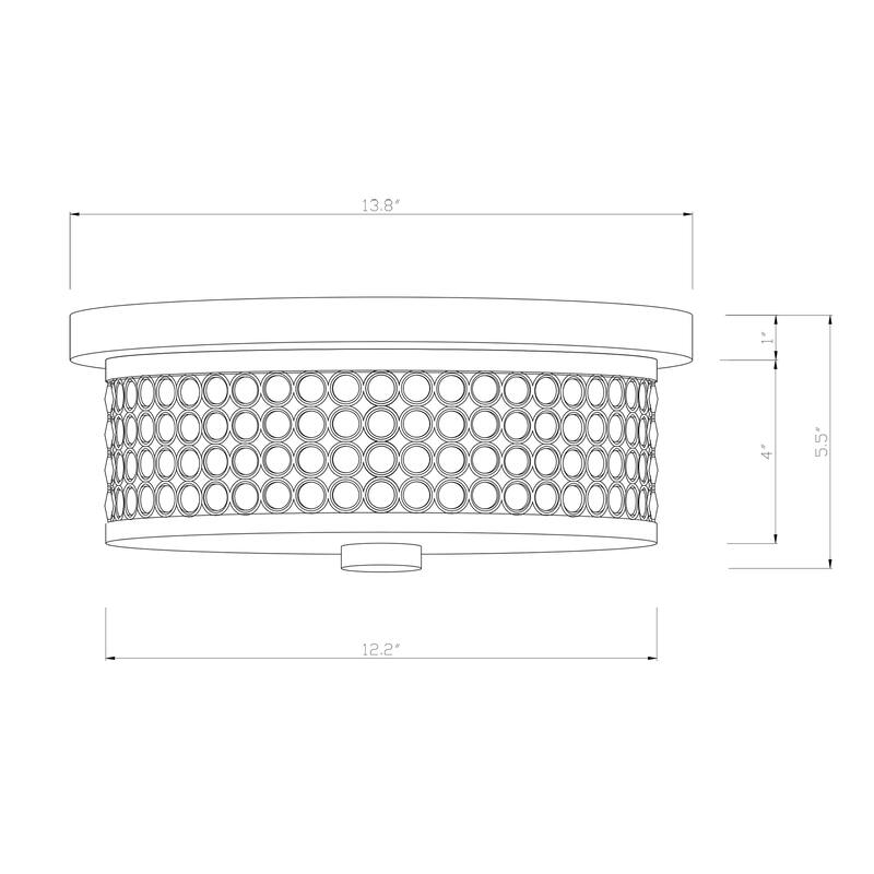 Pieni 12 Inch Glam Style Chrome Polished Finish Crystal Flushmount Ceiling Lighted 2-Light - N/A