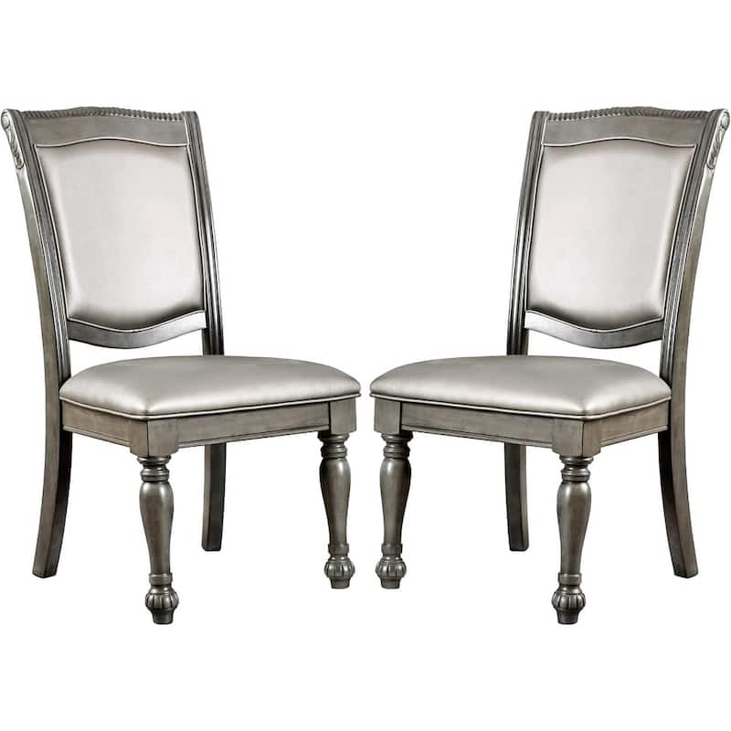 Transitional Gray Finish Padded Seat Side Chairs