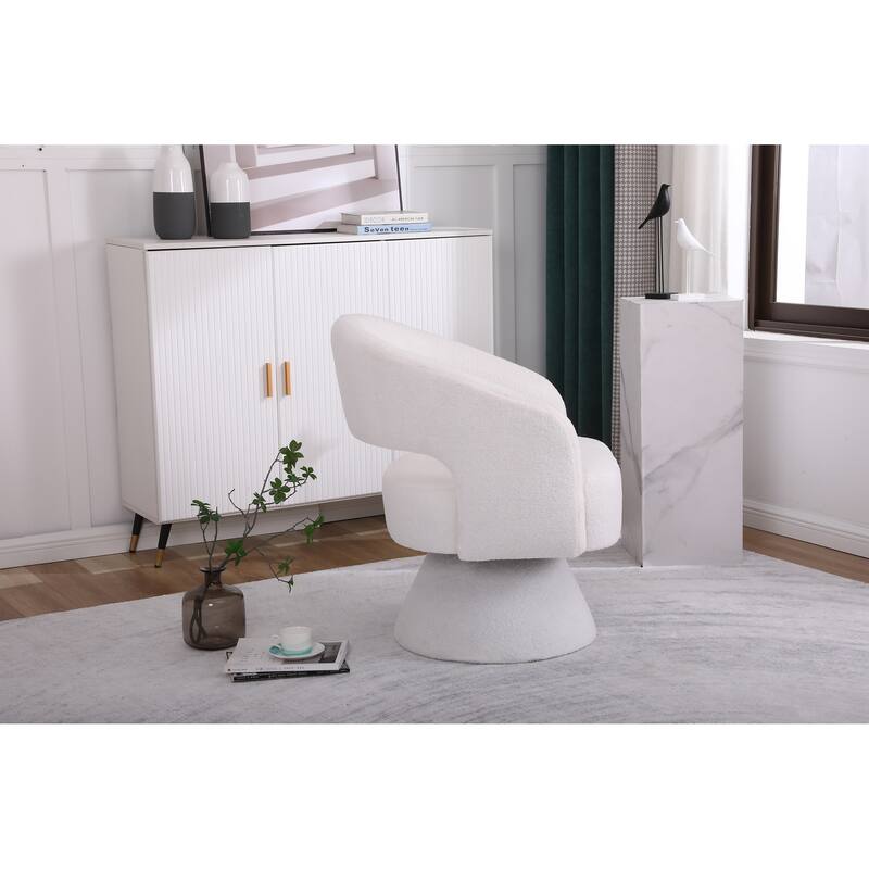 Swivel Accent Chair Armchair, Round Barrel Chair in Fabric for Living Room Bedroom