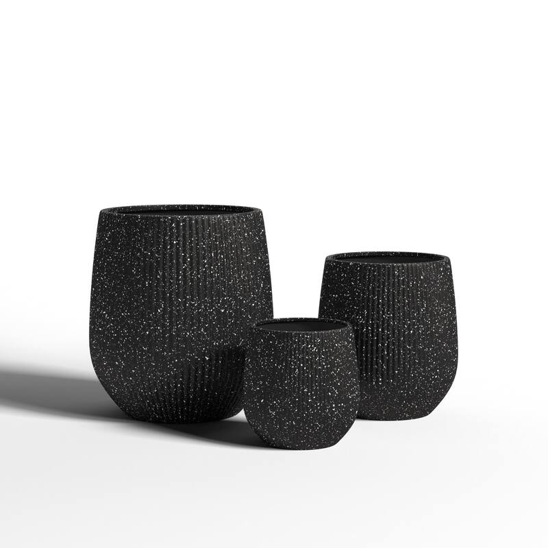 DTY Signature Mount Wilson 1-Piece Fiberstone Tapered Planter for Indoor/Outdoor, Black