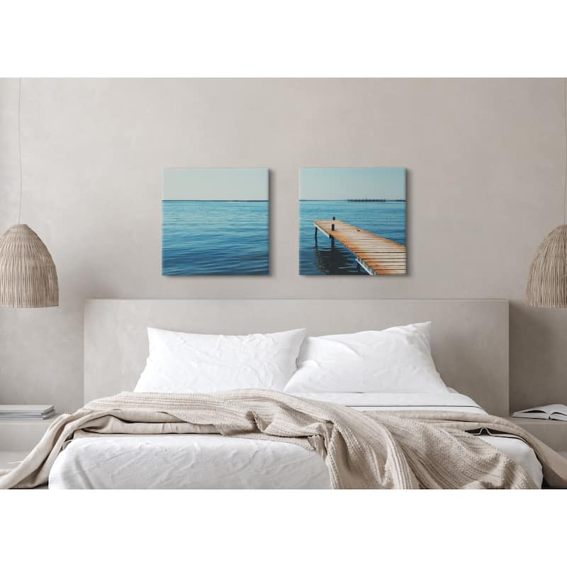 Kate and Laurel Etang de Thau Canvas Art Set by Laura Evans