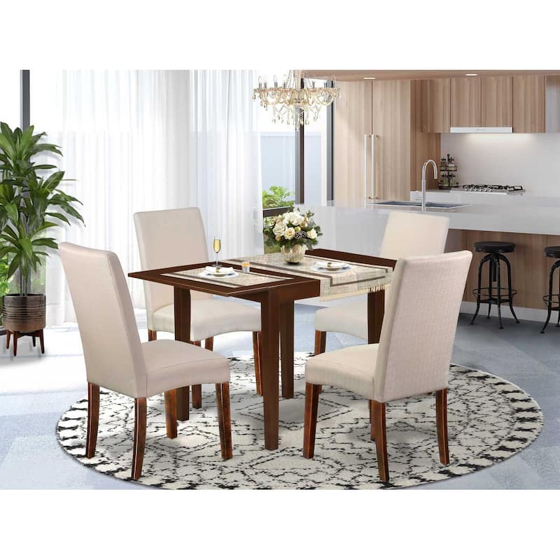 HomeStock 5-Pc Mahogany Finish Solid Wood Top - Dining Room Set - Seats 4