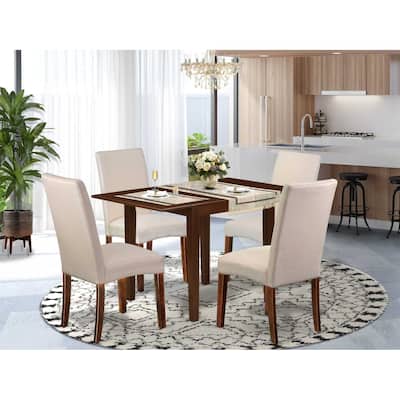HomeStock 5-Pc Mahogany Finish Solid Wood Top - Dining Room Set - Seats 4