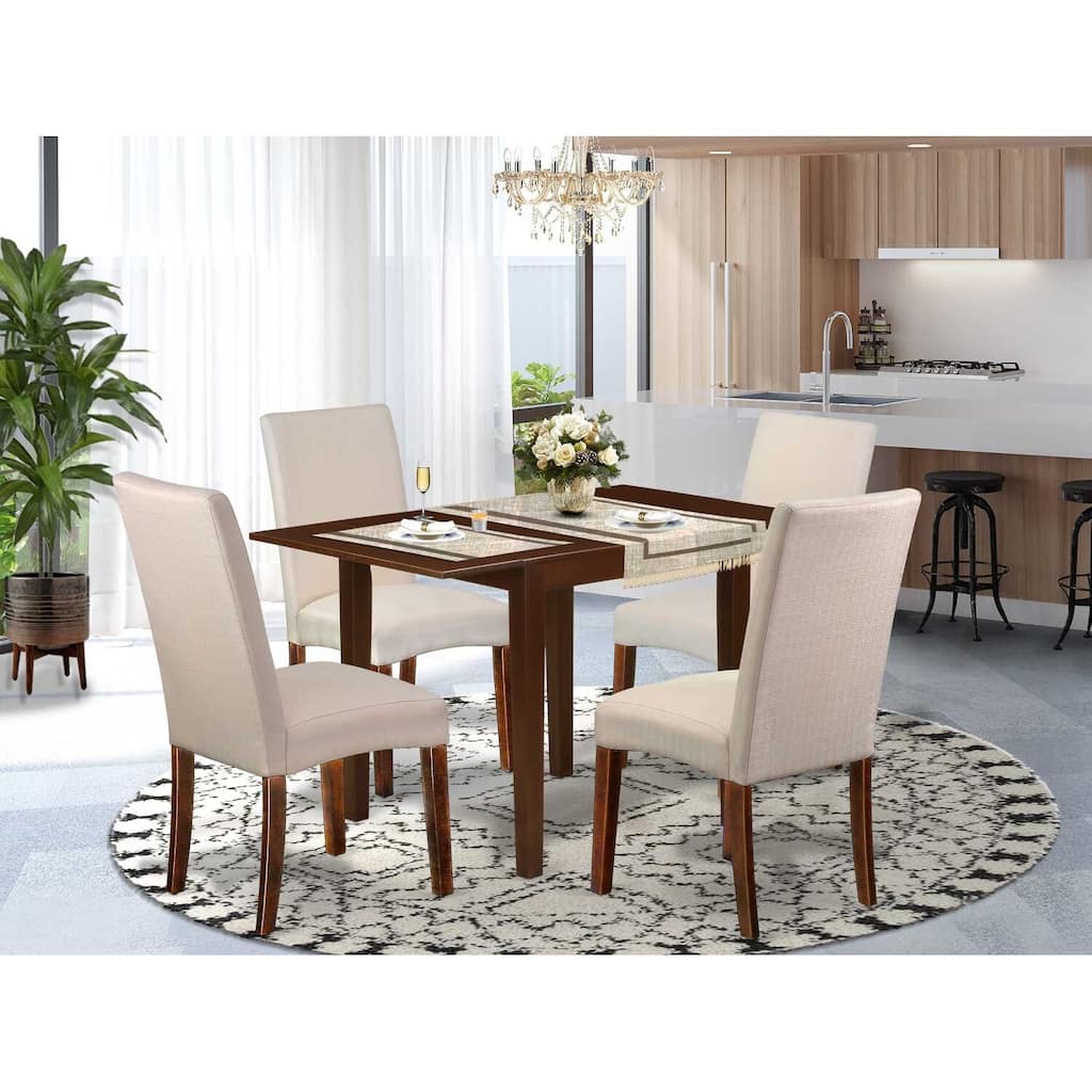 HomeStock 5-Pc Mahogany Finish Solid Wood Top - Dining Room Set - Seats 4